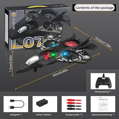2.4GHz Remote Controlled L0712 RC Aeroplane with LED Lights, 80m Range, USB Charging,Ideal for Beginners, Children, and Adults, Indoor/Outdoor Flying Toy
